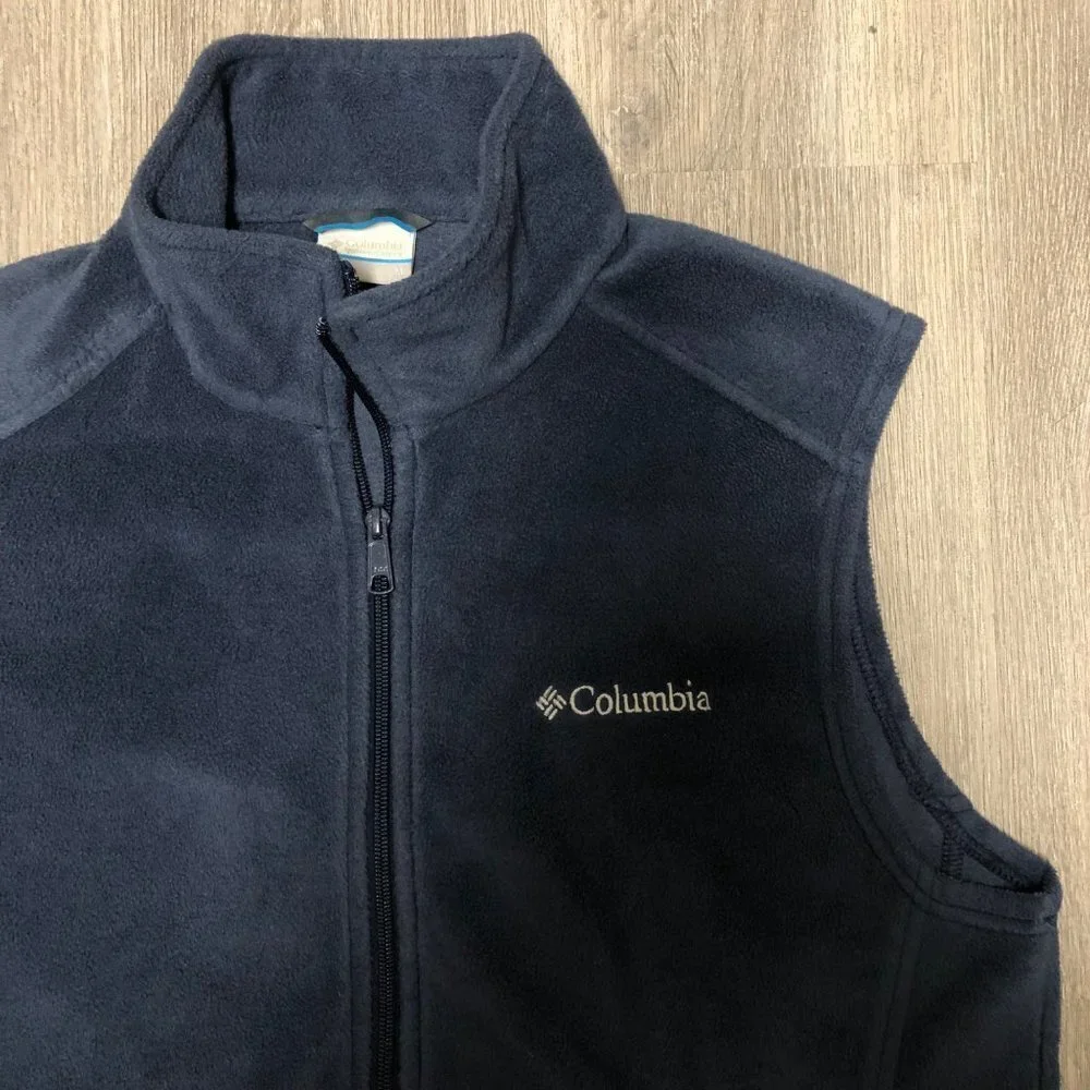 Columbia Benton Springs Fleece Vest Men's Size Medium Dark Blue Full Zip Outdoor